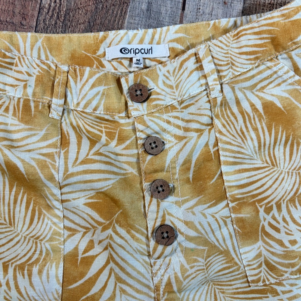 Rip Curl Yellow Linen Cotton Summer Palm Walkshort High Rise Shorts Medium - Picture 4 of 6